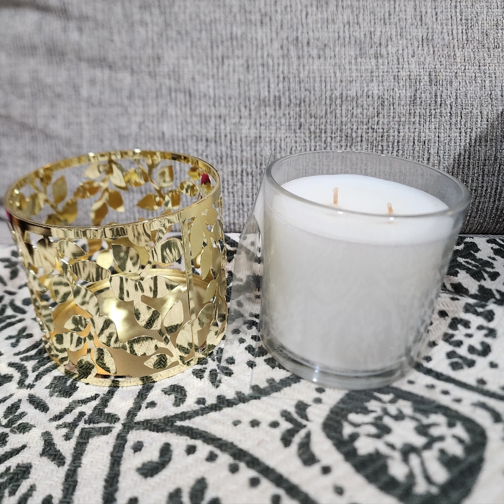 Gold and White Candle Holder Set  New